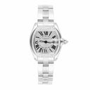 Cartier Roadster Ladies Silver Dial Stainless Steel Watch with Diamond Bezel W62016V3