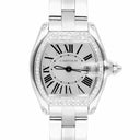 Cartier Roadster Ladies Silver Dial Stainless Steel Watch with Diamond Bezel W62016V3