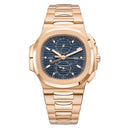 Patek Philippe Nautilus Self-Winding Travel Time Chronograph 5990/1R-001 Rose Gold Case Blue Dial Rose Gold Bracelet Watch 2024