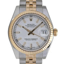 Rolex Datejust 36mm White Stick Dial 116233-0200 Stainless Steel With Yellow Gold Watch