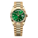 Rolex Day-Date 128238-0130 36mm Yellow Gold Watch Green Baguette Dial Watch 2024
