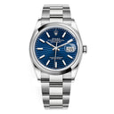 Rolex Datejust 36mm 126200-0022 Oyster Stainless Steel Watch Blue Fluted Motif Dial 2024