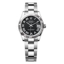 Rolex Steel and White Gold Datejust 31 18K Fluted Bezel 278274-0001 Black Roman Dial Oyster Bracelet Watch 2024