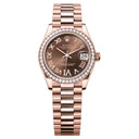 Rolex Datejust 278285rbr-0016 President 31mm Diamond Bezel Rose Gold Watch Chocolate Roman Pave 6 Dial 2024