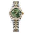 Rolex Datejust 31mm 278383rbr-0016 Jubilee Steel & Yellow Gold Watch Green Roman Pave 6 Dial 2024