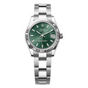 Rolex Datejust 31 Steel and White Gold Fluted Bezel 278274-0017 Mint Green Index Dial Oyster Bracelet Watch 2024