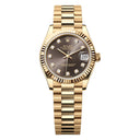 Rolex Yellow Gold Datejust 31 Watch Fluted Bezel 278278-0036 Grey Diamond Dial - President Bracelet - 2024