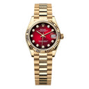 Rolex Datejust 31 278278-0049 Yellow Gold Red Ombre Diamond Dial Fluted Bezel President Bracelet Watch