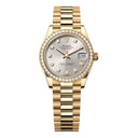 Rolex Datejust 31 278288RBR-0028 Diamond Bezel Silver Diamond Dial Yellow Gold Watch 2024