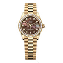 Rolex Datejust 31mm President 278288RBR-0032 Yellow Gold Watch Black MOP Diamond Dial