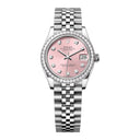 Rolex Steel and White Gold Datejust 31 Watch 278384rbr-0036 Diamond Bezel Pink Diamond Dial Jubilee Bracelet 2024
