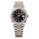 Rolex Datejust 36mm 126281RBR-0007 jubilee Bracelet Stainless Steel & Rose Gold Watch Black Diamond Dial 2024