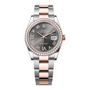 Rolex Datejust 126281RBR-0012 Oyster Stainless Steel & Rose Gold 36mm With Diamond Bezel Slate Roman Pave 6 and 9 Dial 2024