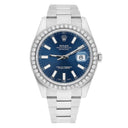 Rolex Datejust 41 116334 Steel Blue Index Dial Diamond Bezel Watch Oyster