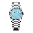 Rolex Day-Date 128236-0011 Platinum Turquoise Roman Dial Presidential Watch 2024