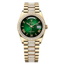 Rolex Day-Date 128348RBR-0069 36mm Yellow Gold with Diamond Bezel & Green ombre Roman Dial 2024