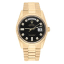 Rolex Day Date 118238-0111 Presidential 36 mm 18K Yellow Gold Black Diamond Dial