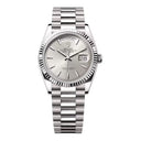 Rolex Day-Date 36mm 128239-0005 White Gold Silver Dial Watch