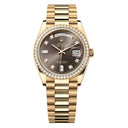 Rolex 36mm Day-Date 128348RBR-0005 Yellow Gold with Diamond Bezel & Grey Diamond Dial 2024
