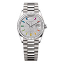 Rolex Day Date 128349rbr-0006 Pave Rainbow Diamond Dial 36mm White Gold with Diamond Bezel Watch 2024