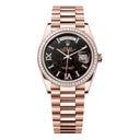 Rolex Day-Date 128395TBR-0010 36mm Eisenkiesel Dial Rose Gold with Diamond Bezel Watch