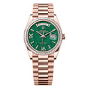 Rolex Day-Date 128395TBR-0020 36mm Green Aventurine Dial Rose Gold with Diamond Bezel