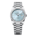 Rolex Day-Date Ice Blue Baguette Dial 128396tbr-0003 Platinum Bracelet President Watch 2024