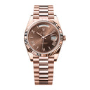 Rolex Rose Gold Day-Date 40 18Kt  Fluted Bezel 228235-0002 Chocolate Roman Dial - President Bracelet 2024