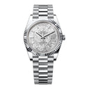 Rolex Platinum Day-Date 40 Watch 228236-0011 Fluted Bezel Meteorite Baguette-cut Diamond Dial President Bracelet 2024