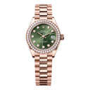 Rolex Lady Datejust 28mm 279135rbr-0014 President Rose Gold with Diamond Bezel and Green Diamond Dial Watch