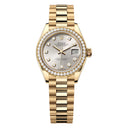 Rolex President Bracelet Yellow Gold Lady- Datejust 279138rbr-0019 Diamond Bezel Silver Diamond Dial Watch 2024