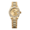 Rolex Yellow Gold Lady-Datejust 28 Watch 279138rbr-0023 Diamond Bezel Champagne Diamond Dial President Bracelet 2024