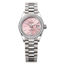 Rolex Lady-Datejust 28mm Diamond Bezel 279139rbr-0004 President White Gold Watch Pink Opal Index Dial 2024