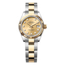 Rolex Datejust 28 Steel/Yellow Gold Fluted Bezel 279173-0012 Champagne Diamond Dial Oyster Bracelet Watch 2024