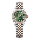 Rolex Datejust 28 Steel/Rose Gold Fixed Full Set Diamond Bezel 279381rbr-0007 Green Diamond Dial  Jubilee Bracelet Watch 2024