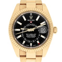 Rolex Sky-Dweller 18k Yellow Gold Black Dial 42mm Watch 326938 Box/Papers