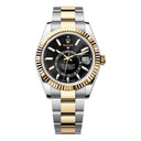 Rolex Sky-Dweller Oyster Steel/Yellow Gold Fluted Ring Command Bezel 336933-0003 Black Index Dial Watch 2024