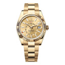 Rolex Sky-Dweller 336938-0001 Fluted Bezel Champagne Dial Yellow Gold Oyster Bracelet
