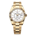 Rolex Sky-Dweller 336938-0003 Yellow Gold Fluted Bezel Oyster Bracelet White Dial Watch 2024