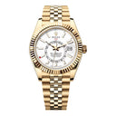 Rolex Sky-Dweller Jubilee Bracelet 336938-0006 Yellow Gold Fluted Ring Command Bezel White Index Dial Watch 2024