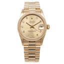Rolex Datejust 31mm Presidential 68278  Yellow Gold Watch Champagne Diamond Dial 1995