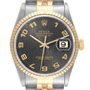 Rolex Datejust 36mm 16233 Jubilee Stainless Steel & Yellow Gold Watch Black Arabic Dial 1992