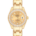 Rolex Lady-Datejust Pearlmaster 80298 Yellow Gold Diamond Watch with Champagne Diamond Dial