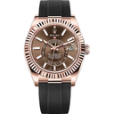 Rolex Sky-Dweller 326235 Rose Gold With Black Rubber Watch Chocolate Dial 2021 MINT