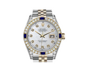 Rolex Datejust 36mm Diamond Bezel & Shoulders White Mother of Pearl Diamond Dial Two Tone Jubilee Watch