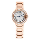 Cartier Ballon Bleu 28mm Rose Gold Diamond Bezel Ladies Watch WJBB0015