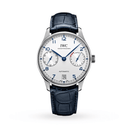 IWC Portugieser Automatic 42 mm Stainless Steel Case IW500705 Silver Dial Blue Alligator Strap 2024