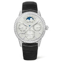 Jaeger Le Coultre Rendez Vous Perpetual Calendar Q3493420 White Gold with Black Leather Watch White Dial