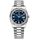 Rolex Day-Date 36mm President 128239-0023  White Gold Watch Blue Diamond Dial 2024