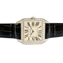 Cartier Santos Dumont Black WH100251 White Gold with Black Alligator Leather Watch